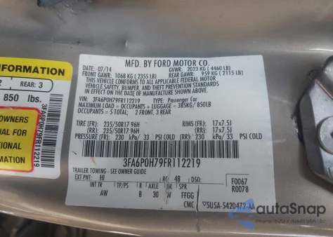 2015 Ford Fusion Se z USA, uszkodzony, nr VIN 3FA6P0H79FR112219
